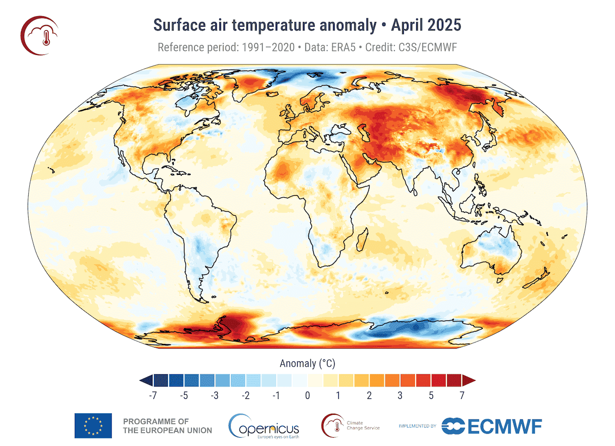 copernicus april: second warmest april ever recorded globally