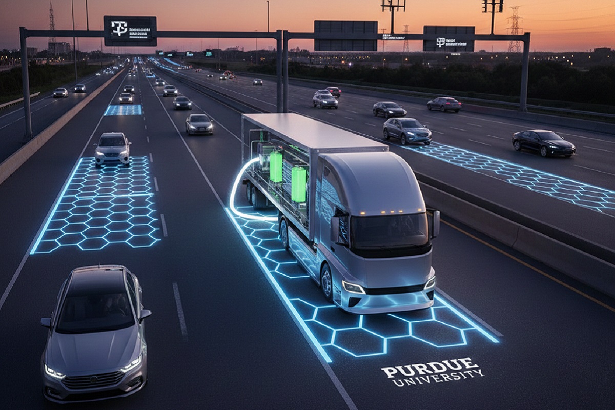 Electric truck wireless charging on US Highway 52